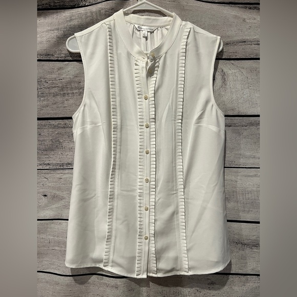 Brooks Brothers White Sleeveless Blouse Ruffle Details - Picture 2 of 5